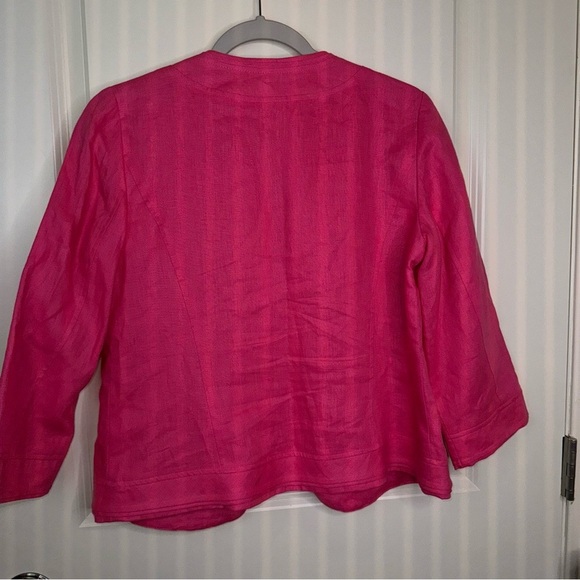 Kim Rogers Linen Jacket Pink Ruffle Trim Cropped Sz S - Picture 8 of 15